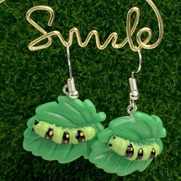 Caterpillar Earring, Insect Earring, Teacher Earring, Silly Earring, Gift Idea - Picture 3 of 5